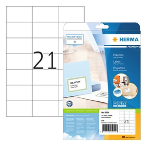 Herma Premium 5054 permanent hechtende etiketten / A4 / 70 x 42,3 mm / wit / 525 etiketten