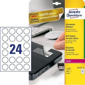 Avery Zweckform L6112-20 anti-fraude etiketten / 40 mm / 480 etiketten