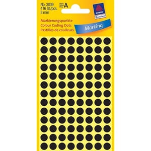 Avery Zweckform 3009 markeringspunten / 8 mm / zwart / 416 etiketten