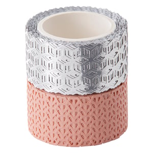 Folia washi tape / roze en zilver / 5 meter / 2 stuks