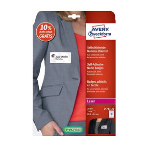 Avery Zweckform L4783-20 naambadge etiketten / zelfklevend / 31 mm x 88,9 mm / wit / 320 etiketten