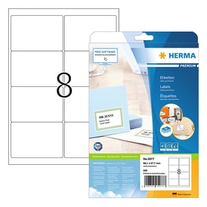 Herma Premium 5077 permanent hechtende etiketten / A4 / 99,1 x 67,7 mm / wit / 200 etiketten