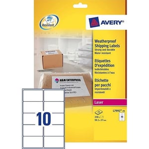 Avery Zweckform L7992-25 verzendetiketten / wit / ultra sterk / zelfklevend / 99,1 mm x 57 mm / 250 etiketten