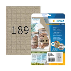 Herma 10750 gerecyclede universele etiketten / A4 / 25,4 x 10 mm / natuurlijk bruin / 3780 etiketten