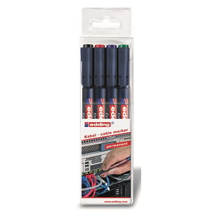 Edding 8407 kabelmarkers / 4 kleuren / ronde punt / 0,3 mm