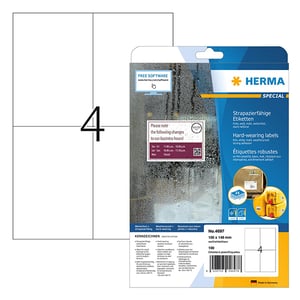 Herma 4697 folie etiketten | weerbestendig / A4 / 105 x 148 mm / wit / 100 etiketten