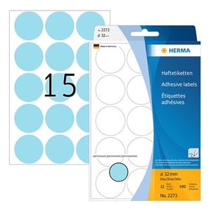 Herma 2273 markeringspunten / 32 mm / blauw / 480 etiketten