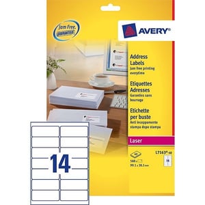 Avery Zweckform L7163-40 adresetiketten / quickpeel / 99,1 mm x 38,1 mm / 560 etiketten