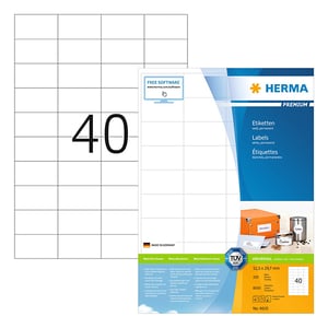 Herma Premium 4610 permanent hechtende etiketten / A4 / 52,5 x 29,7 mm / wit / 8.000 etiketten