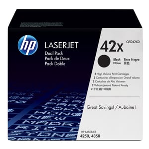 HP 42XD (Q5942XD) toner cartridge zwart hoge capaciteit 2 stuks (origineel)