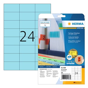 Herma 4468 etiketten / verwijderbaar / A4 / 70 x 37 mm / blauw / 480 etiketten