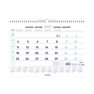 Brepols maandkalender met spiraal / 43 x 31,5 cm / 4-talig / 2027