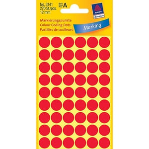 Avery Zweckform 3141 markeringspunten / 12 mm / rood / 270 etiketten