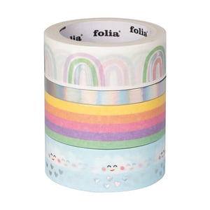 Folia hotfoil washi tape / rainbow clouds / 5 meter / 4 stuks