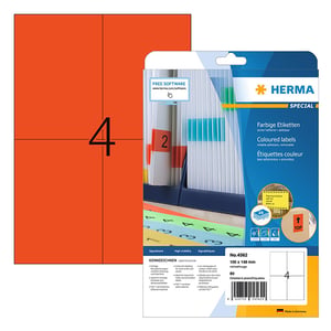 Herma 4562 etiketten / verwijderbaar / A4 / 105 x 148 mm / rood / 80 etiketten