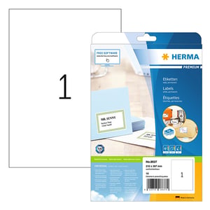 Herma Premium 8637 permanent hechtende etiketten / A4 / 210 x 297 mm / wit / 10 etiketten