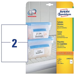 Avery Zweckform L7974-25 diepvriesetiketten / 210 mm x 148 mm / 50 etiketten
