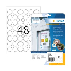 Herma 4571 verwijderbare folie etiketten / weerbestendig / A4 / 30 mm / wit / 960 etiketten