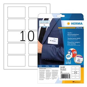 Herma 4587 naambadge/textiel etiketten / A4 / 80 x 50 / wit / 100 etiketten