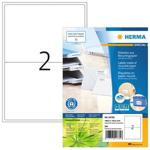 Herma 10735 gerecyclede universele etiketten / A4 / 199,6 x 143,5 mm / wit / 160 etiketten