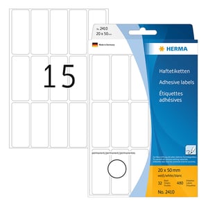 Herma 2410 multifunctionele etiketten / 20 x 50 mm / wit / 480 etiketten