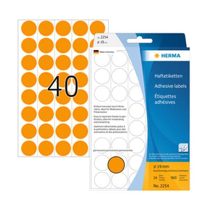 Herma 2254 markeringspunten / 19 mm / fluor-oranje / 960 etiketten