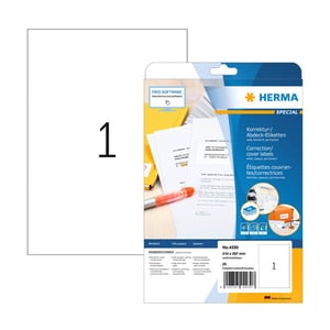 Herma 4230 correctie- / afdeketiketten / A4 / 210 x 297 / wit / 25 etiketten