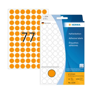 Herma 2234 markeringspunten / 13 mm / fluor-oranje / 1848 etiketten
