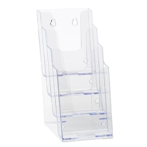Deflecto DE77701 folderhouder / 1/3 A4 / polystyreen / transparant / 4 opbergvakken