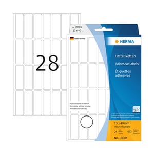 Herma 10605 multifunctionele etiketten / verwijderbaar / 13 x 40 mm / wit / 672 etiketten