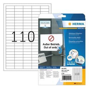 Herma 4210 etiketten / verwijderbaar / A4 / 38,1 x 12,7 mm / wit / 2750 etiketten