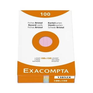 Exacompta 13852X systeemkaart / gelinieerd / assorti / 100 x 150 mm / 100 stuks