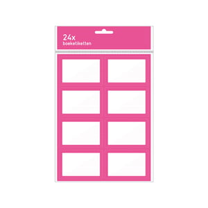 Kangaro K-58131 boeketiketten / fuchsia/wit / 24 etiketten