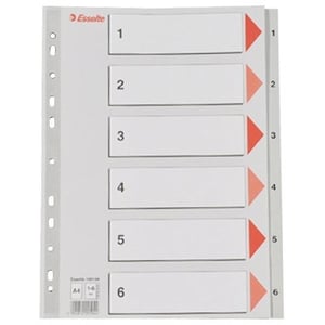 Esselte 100104 A4 index / plastic / 1-6 / 11-gaats