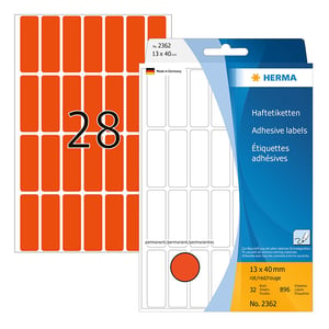 Herma 2362 multifunctionele etiketten / 13 x 40 mm / rood / 896 etiketten