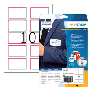 Herma 4405 naambadge/textiel etiketten / A4 / 80 x 50 / wit/rood / 200 etiketten