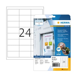 Herma 4573 verwijderbare folie etiketten / weerbestendig / A4 | 66 x 33,8 mm / wit / 480 etiketten