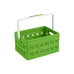 Sunware Square vouwkrat / met handgreep / groen & wit / kunststof / 24 liter