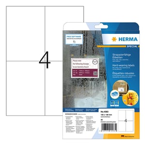 Herma 4583 folie etiketten / weerbestendig / A4 / 105 x 148 mm / wit / 40 etiketten