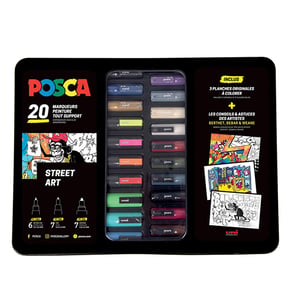 Posca PC-1MC/PC-3M/PC-5M verfmarkerset / in metalen doos / 20 stuks