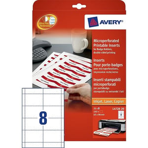 Avery Zweckform L4728-20 naambadge etiketten / 60 mm x 90 mm / wit / 160 etiketten