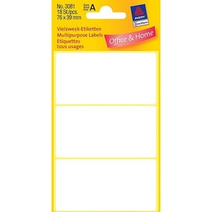 Avery Zweckform 3081 multifunctionele etiketten / wit / 76 mm x 39 mm / 18 etiketten