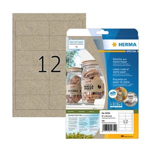Herma 10754 gerecyclede universele etiketten / A4 / 97 x 42,3 mm / natuurlijk bruin / 240 etiketten