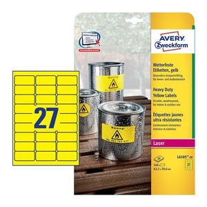 Avery Zweckform L6105-20 weerbestendige etiketten / 63,5 mm x 29,6 mm / 540 etiketten