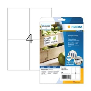 Herma Power 10909 etiketten / extra sterk / 105 x 148 mm / wit / 100 etiketten