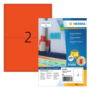 Herma 4567 permanent hechtende etiketten / A4 / 199,6 x 143,5 mm / rood / 200 etiketten