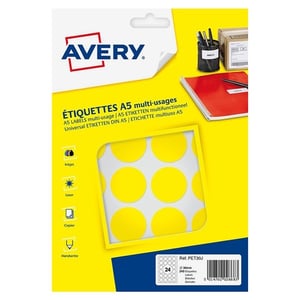 Avery Zweckform PET30J markeringspunten / 30 mm / geel / 240 etiketten