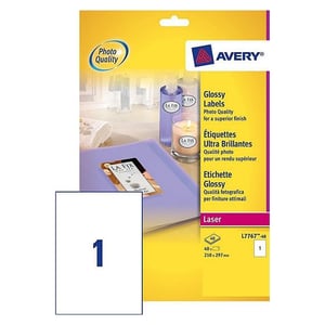 Avery Zweckform L7767-40 hoogglans etiketten / 210 mm x 297 mm / 40 stuks