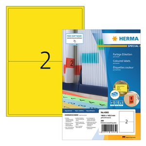 Herma 4565 permanent hechtende etiketten / A4 / 199,6 x 143,5 mm / geel / 200 etiketten