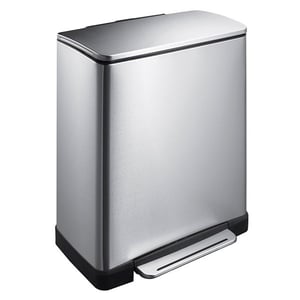 EKO Recycle E-Cube duo pedaalemmer / mat RVS / 28 + 18 liter